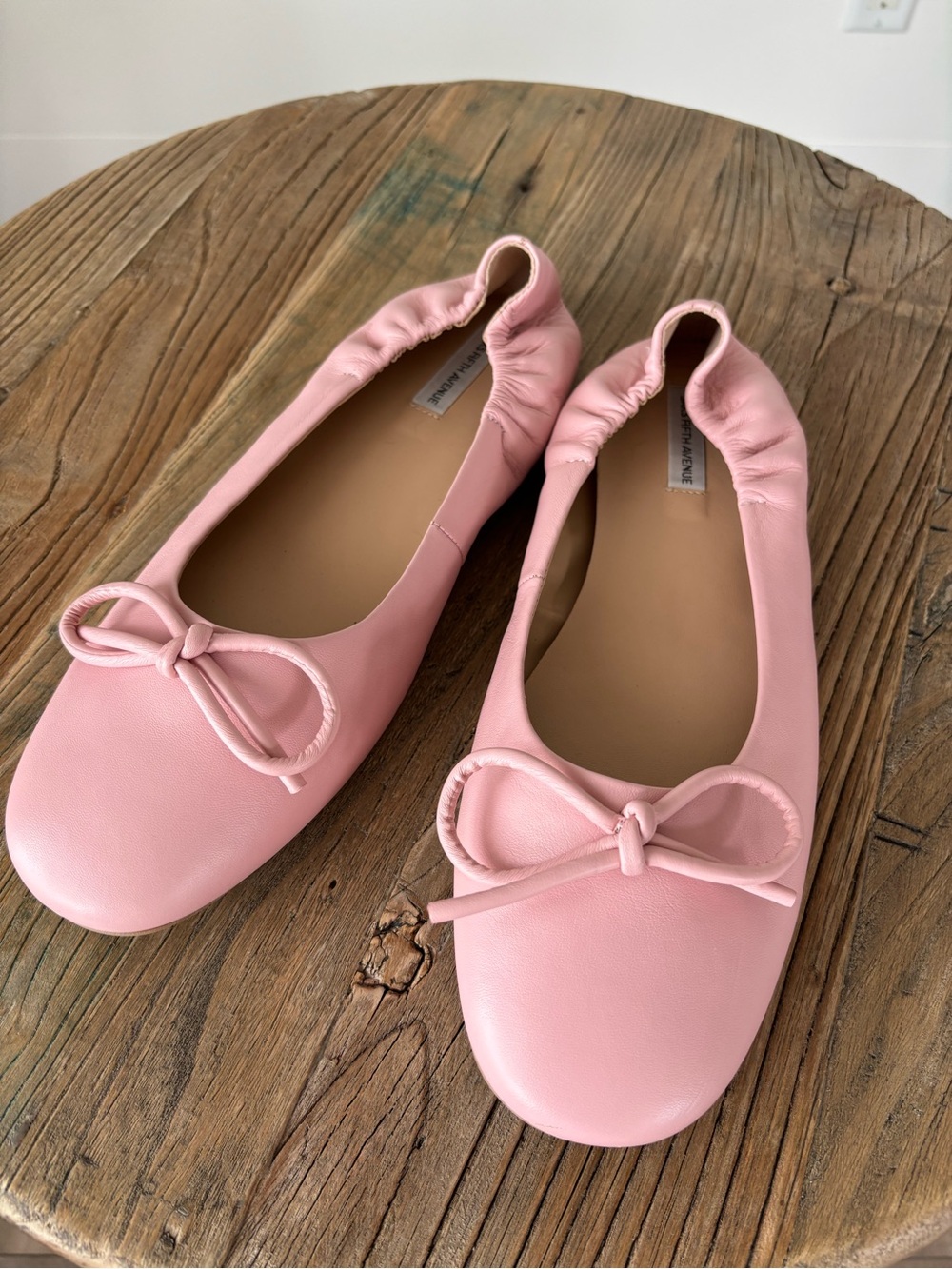 Saks Fifth Avenue Blush Pink Leather Ballet Flats Women's Size 10 1/2
